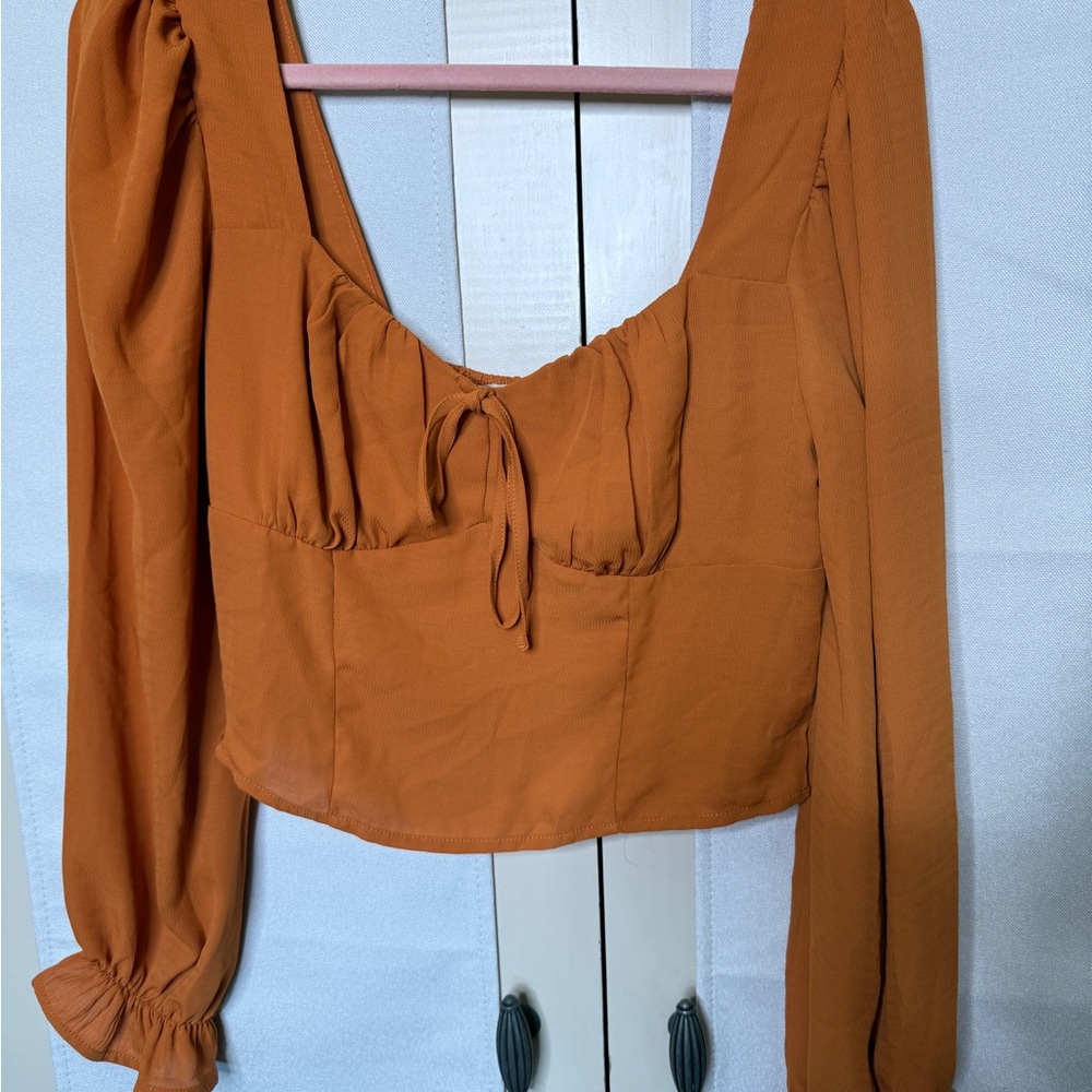 Haute Monde Rust Long Sleeve Blouse